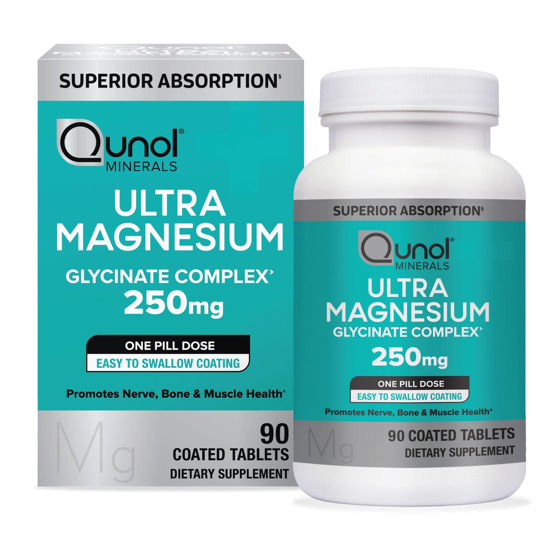 Qunol Magnesium Glycinate Complex, Gentle on Stomach, 250mg One Pill Dose, Superior-Absorption Magnesium, Nerve, - PrimeBioHealth - canada supplements