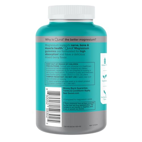 Qunol Magnesium Gummies for Adults, 200mg Elemental Magnesium (from 1,750mg Magnesium Citrate), High Absorption Magnesium Supplement, Supports Nerve, - PrimeBioHealth - canada supplements