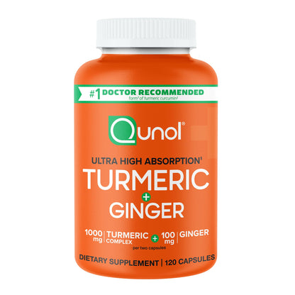Qunol Turmeric and Ginger Capsules, 1000mg Turmeric Supplement, Ultra High Absorption to Support Joint Health, 1 Doctor Recommended Form - PrimeBioHealth - canada supplements