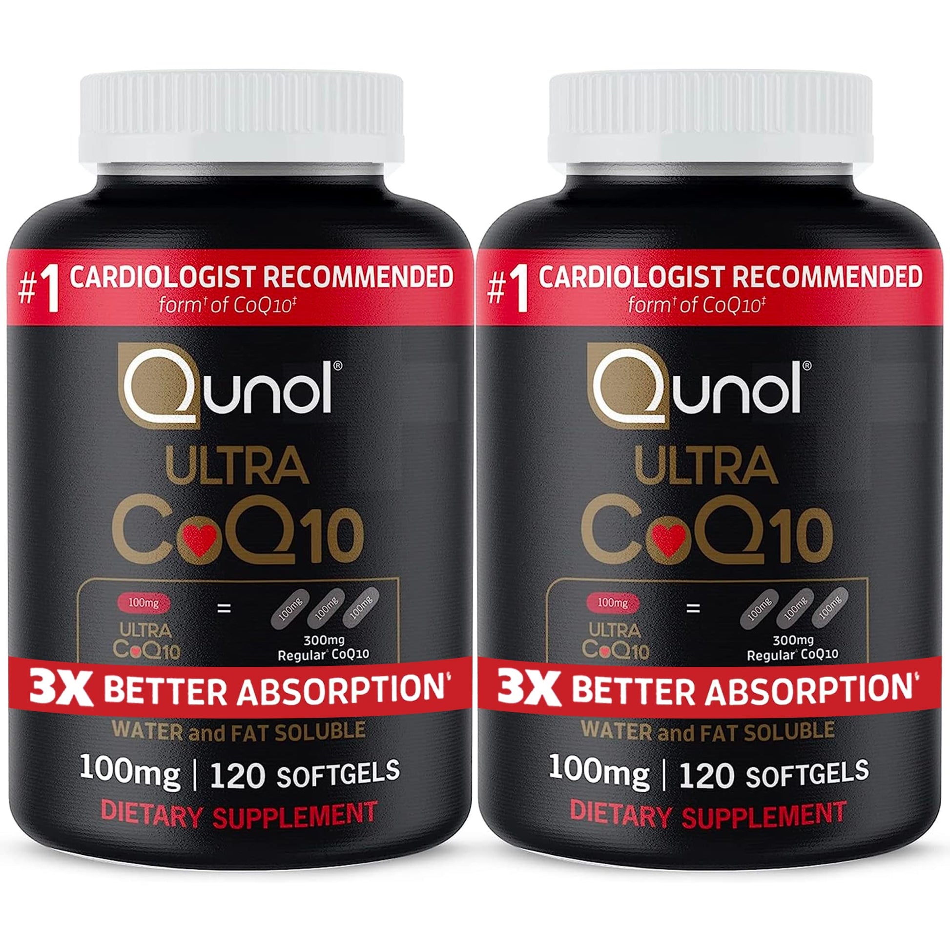 Qunol Ultra CoQ10 100mg, 3x Better Absorption, Patented Water and Fat Soluble Natural Supplement Form of Coenzyme Q10 - PrimeBioHealth - canada supplements