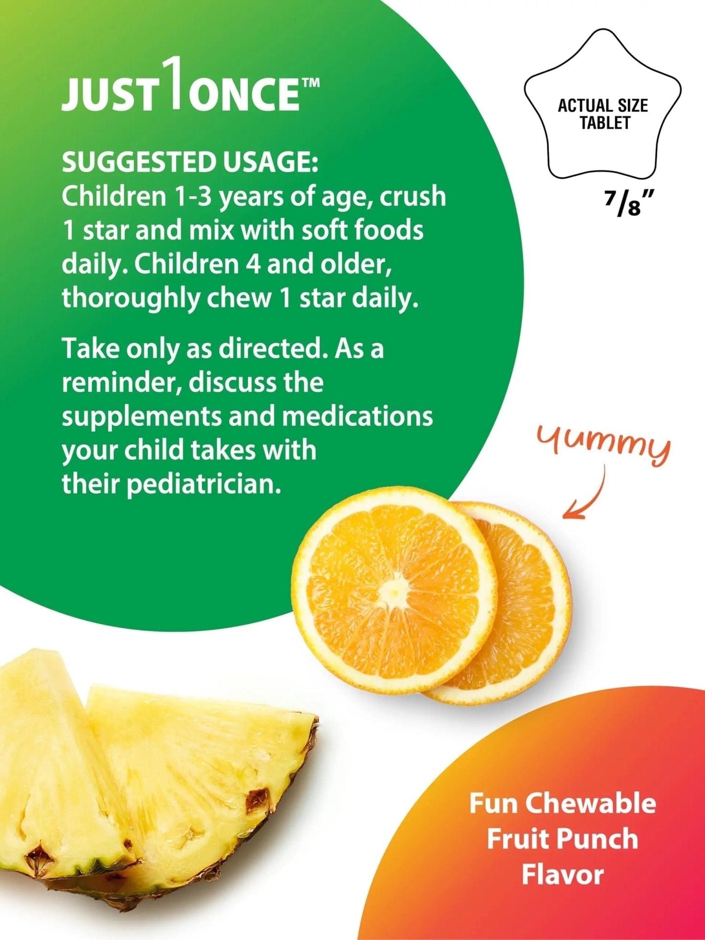 Rainbow Light Kids One + Multivitamin | 50 Chewable Tablets | with Iron & Tummy Friendly Probiotics | Fruit Punch Flavor | Real Food Nutrients - PrimeBioHealth - canada supplements