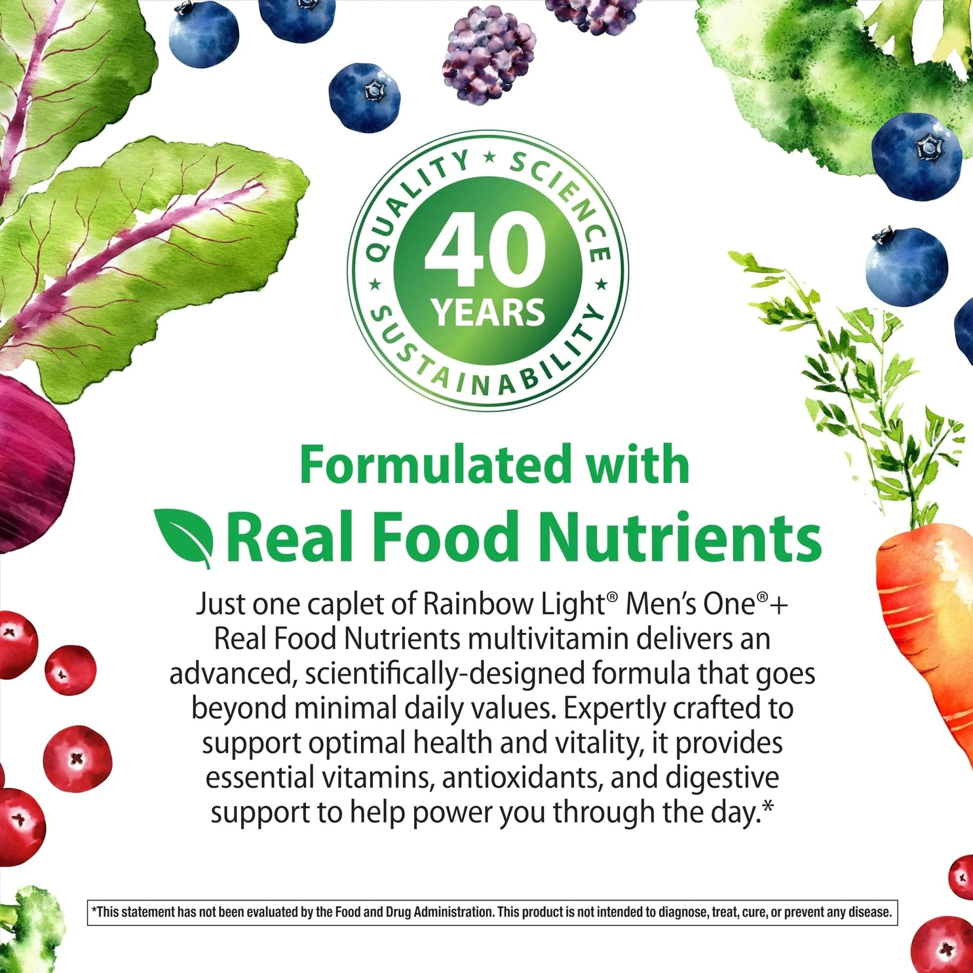 Rainbow Light Mens Multivitamin One + | 60 Caplets | Supports Energy & Antioxidant Health | with Real Food Nutrients, Digestive Enzymes & Probiotics - PrimeBioHealth - canada supplements