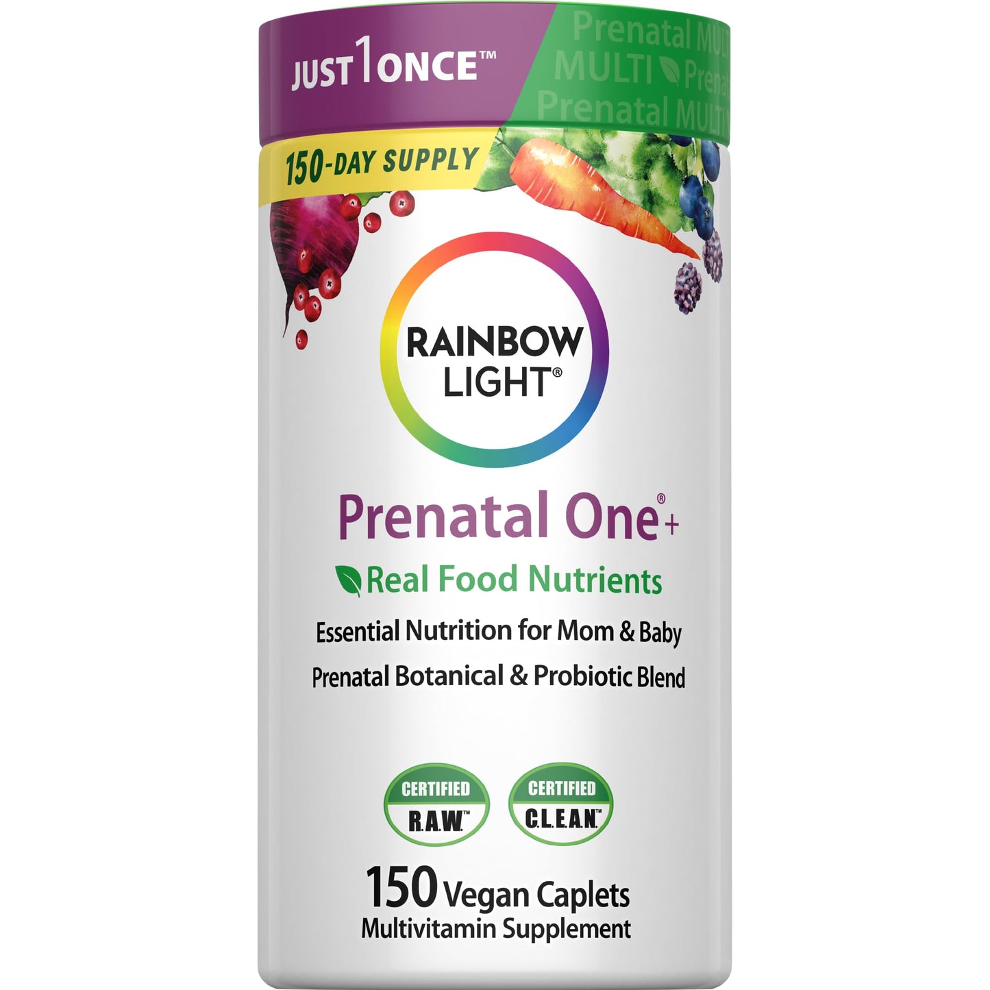 Rainbow Light Prenatal One Multivitamin Support from Conception to Postnatal, High Potency, Clinically Proven Absorption of Vitamin D, B2, Folate, Calcium - PrimeBioHealth - canada supplements