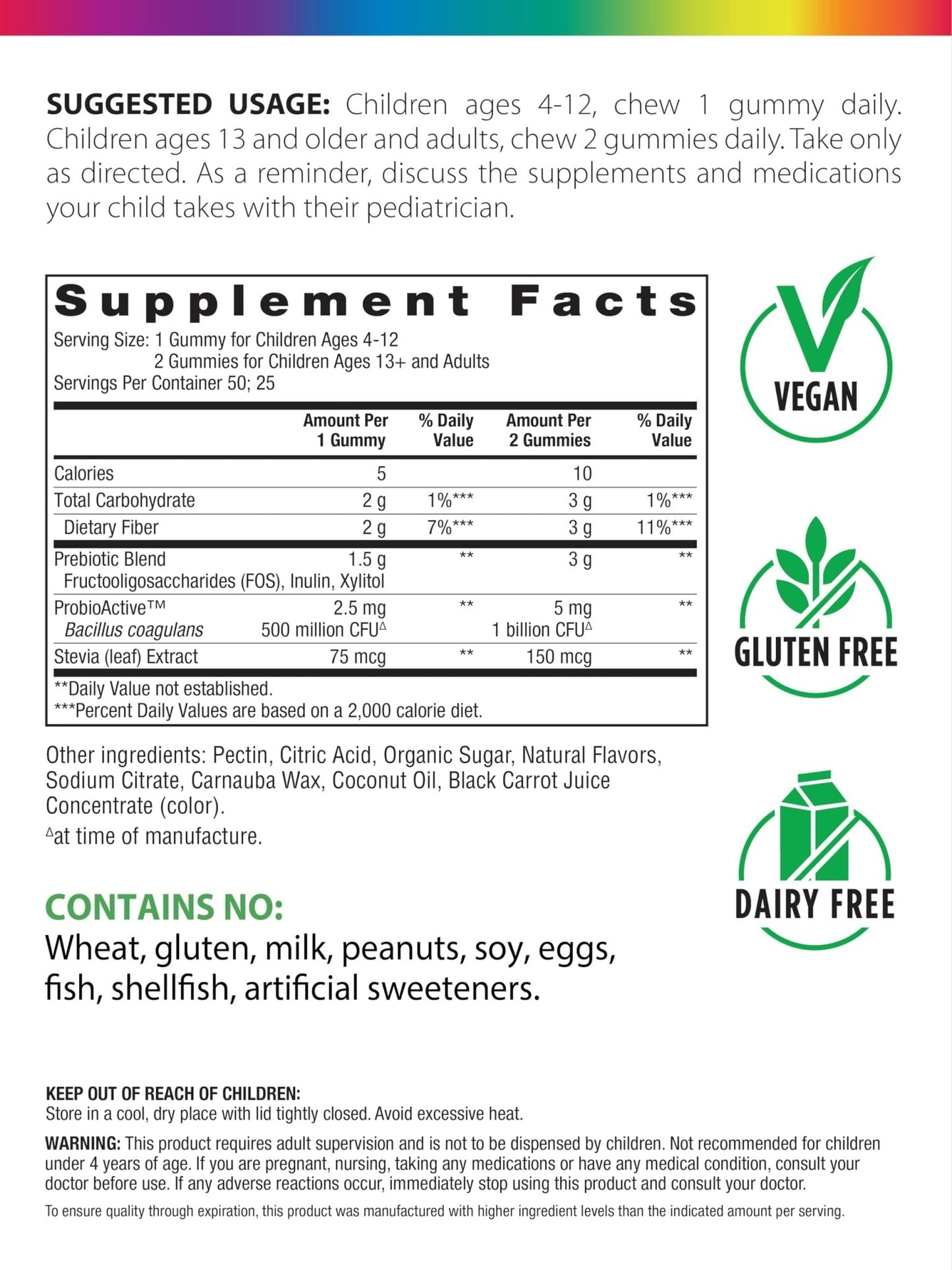 Rainbow Light Probiotic Gummies | 50 Count | Advanced Synbiotic with Prebiotic | for Men, Women & Children | Supports Digestive & Immune Health - PrimeBioHealth - canada supplements