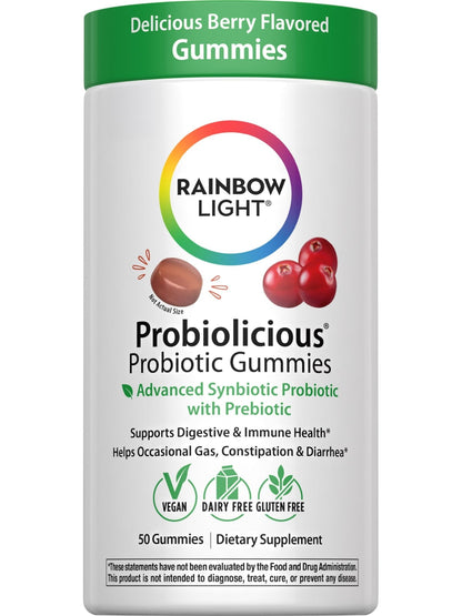 Rainbow Light Probiotic Gummies | 50 Count | Advanced Synbiotic with Prebiotic | for Men, Women & Children | Supports Digestive & Immune Health - PrimeBioHealth - canada supplements