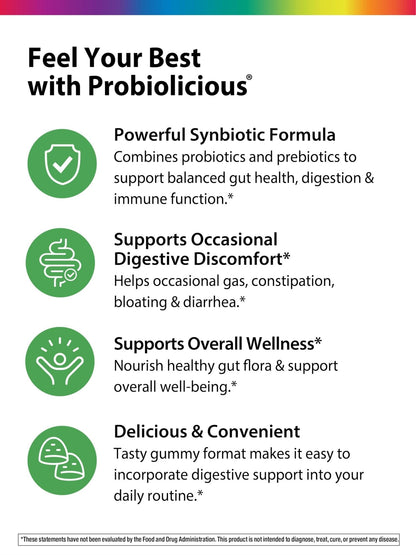 Rainbow Light Probiotic Gummies | 50 Count | Advanced Synbiotic with Prebiotic | for Men, Women & Children | Supports Digestive & Immune Health - PrimeBioHealth - canada supplements