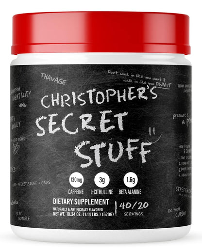 RAW Christopher's Secret Stuff Pre Workout Powder, Thavage (Tastes Like Winning) - Chris Bumstead CBUM Preworkout Supplement for Men & Women - Working Out, Hydration & Energy - 40 Servings - PrimeBioHealth - canada supplements