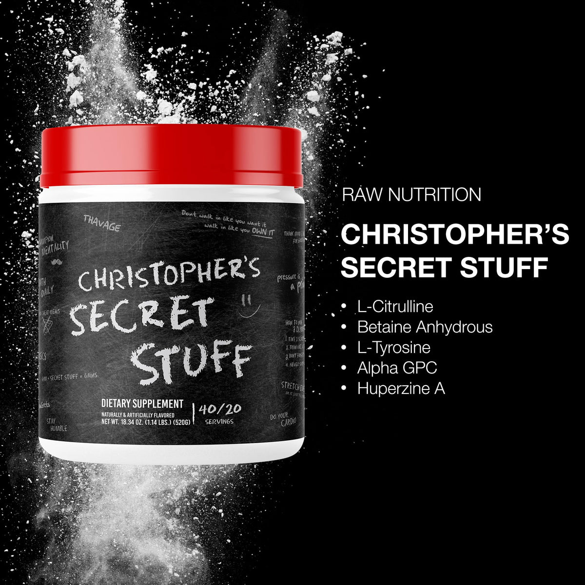 RAW Christopher's Secret Stuff Pre Workout Powder, Thavage (Tastes Like Winning) - Chris Bumstead CBUM Preworkout Supplement for Men & Women - Working Out, Hydration & Energy - 40 Servings - PrimeBioHealth - canada supplements
