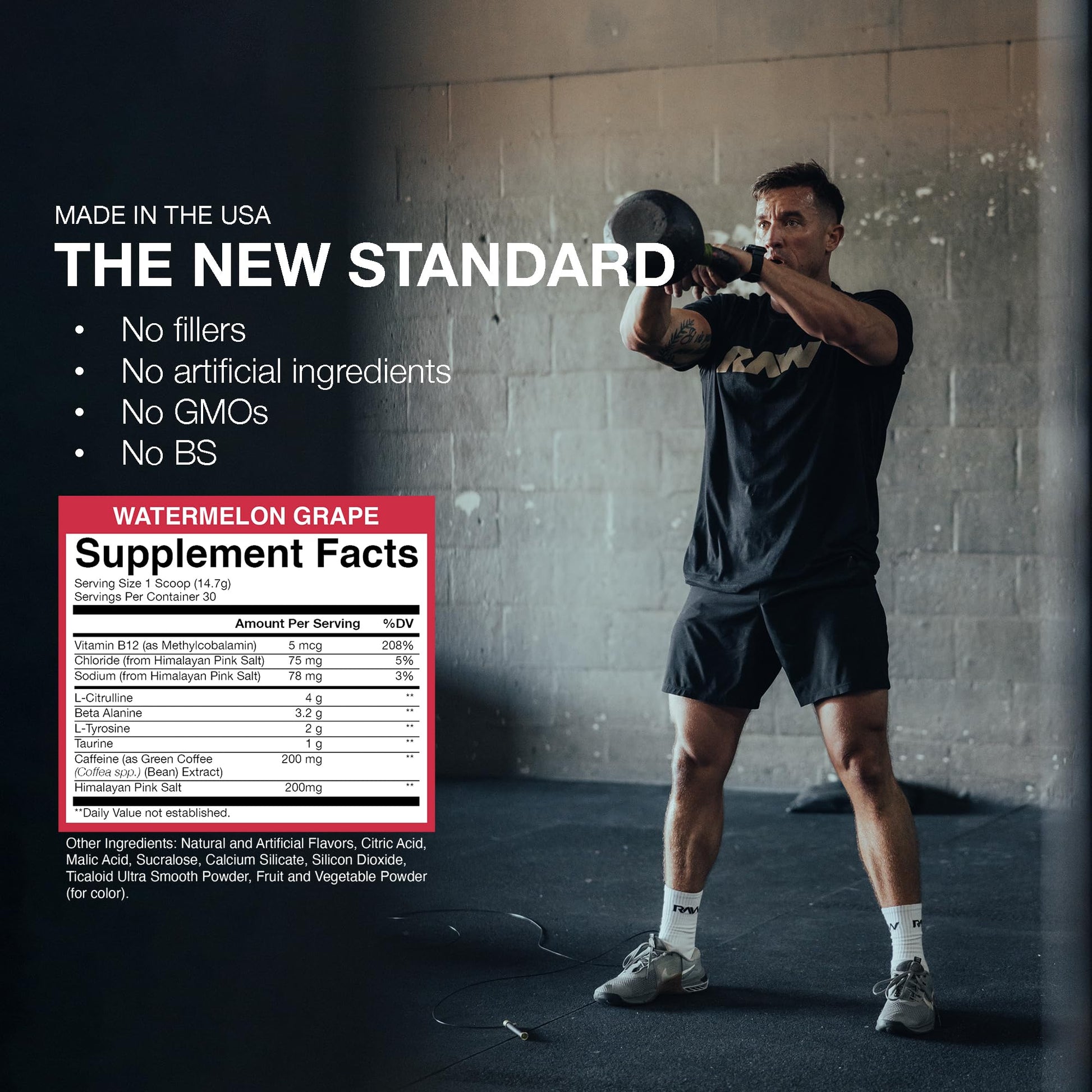 RAW Essential Pre-Workout Powder (Watermelon Grape) - Chris Bumstead Sports Nutrition Supplement for Men & Women - Preworkout Energy Powder with Caffeine, L-Citrulline, - PrimeBioHealth - canada supplements