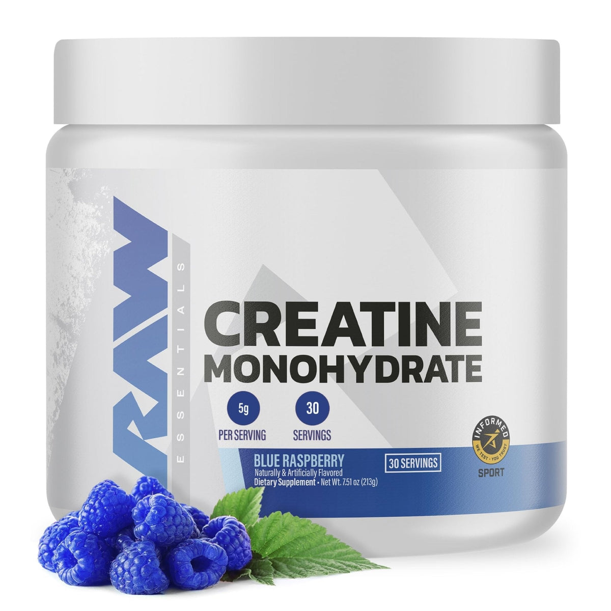 RAW Nutrition Creatine Monohydrate Powder, Blue Raspberry (30 Servings) - Micronized Creatine Monohydrate Supplement for Workout Performance, Build Muscle & Strength - PrimeBioHealth - canada supplements