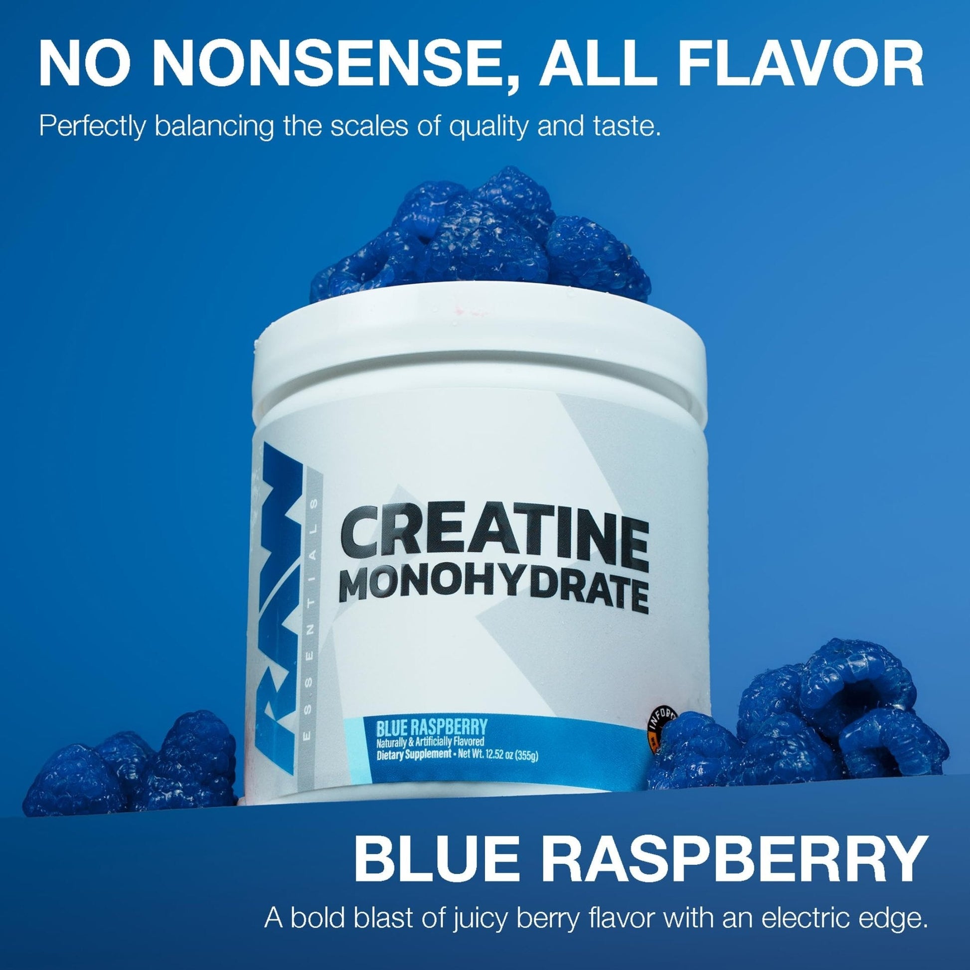 RAW Nutrition Creatine Monohydrate Powder, Blue Raspberry (30 Servings) - Micronized Creatine Monohydrate Supplement for Workout Performance, Build Muscle & Strength - PrimeBioHealth - canada supplements