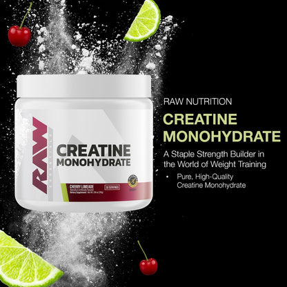 RAW Nutrition Creatine Monohydrate Powder, Cherry Limeade (30 Servings) - Micronized Creatine Monohydrate Supplement for Workout Performance, Build Muscle & Strength - PrimeBioHealth - canada supplements