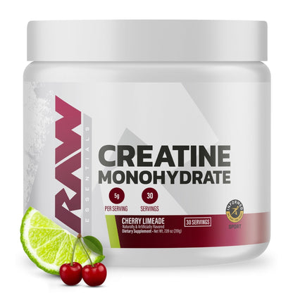 RAW Nutrition Creatine Monohydrate Powder, Cherry Limeade (30 Servings) - Micronized Creatine Monohydrate Supplement for Workout Performance, Build Muscle & Strength - PrimeBioHealth - canada supplements