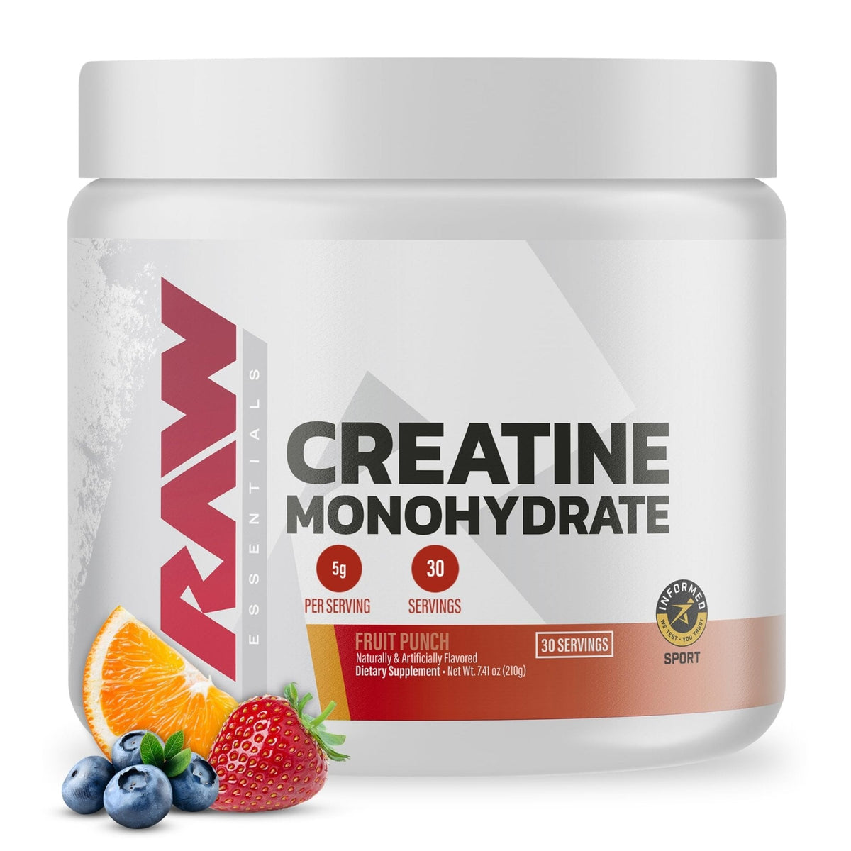 RAW Nutrition Creatine Monohydrate Powder, Fruit Punch (30 Servings) - Micronized Creatine Monohydrate Supplement for Workout Performance, Build Muscle & Strength - PrimeBioHealth - canada supplements