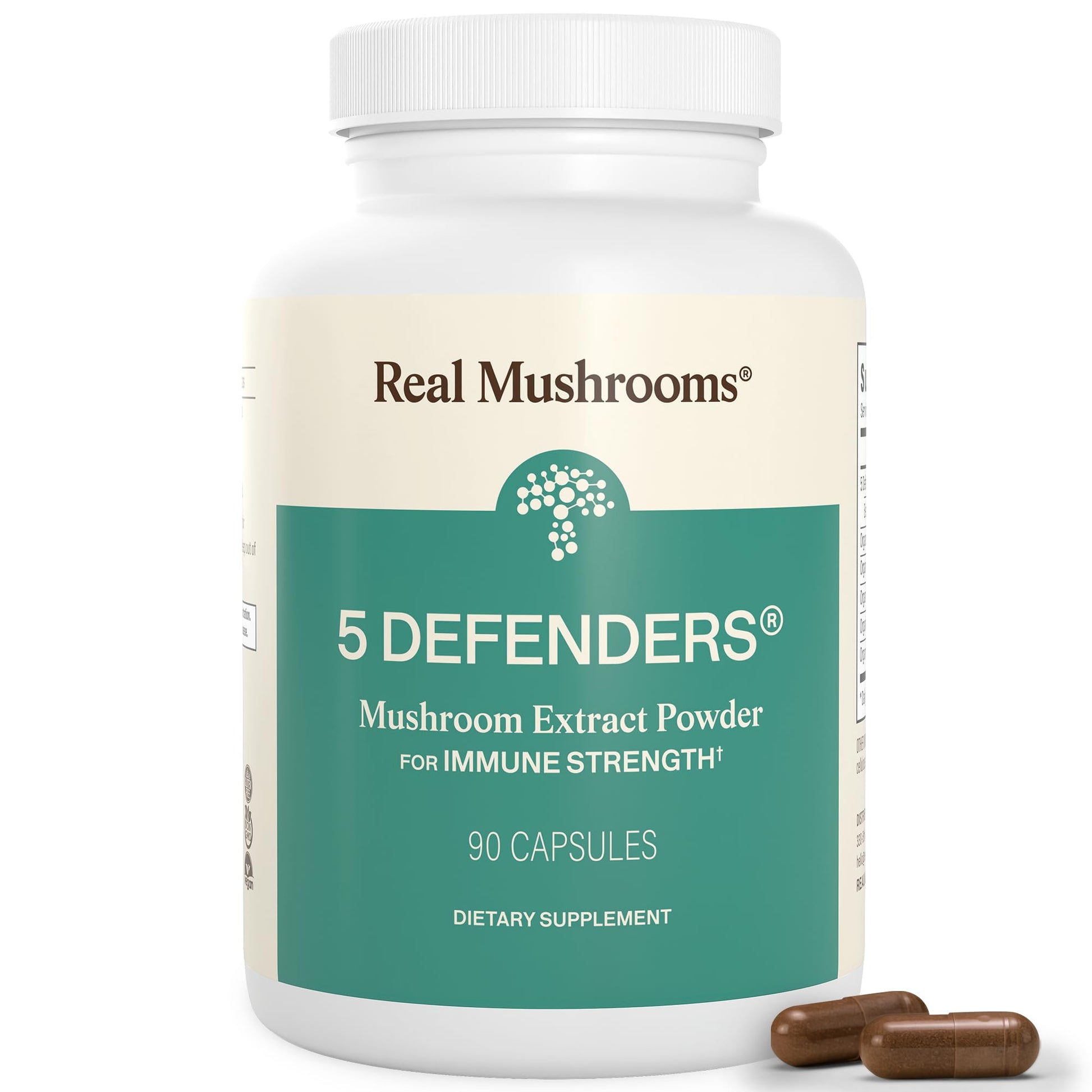 Real Mushrooms 5 Defenders - Adaptogenic Mushrooms Complex with Chaga, Reishi, Turkey Tail, Maitake & Shiitake for Wellness Support - PrimeBioHealth - canada supplements