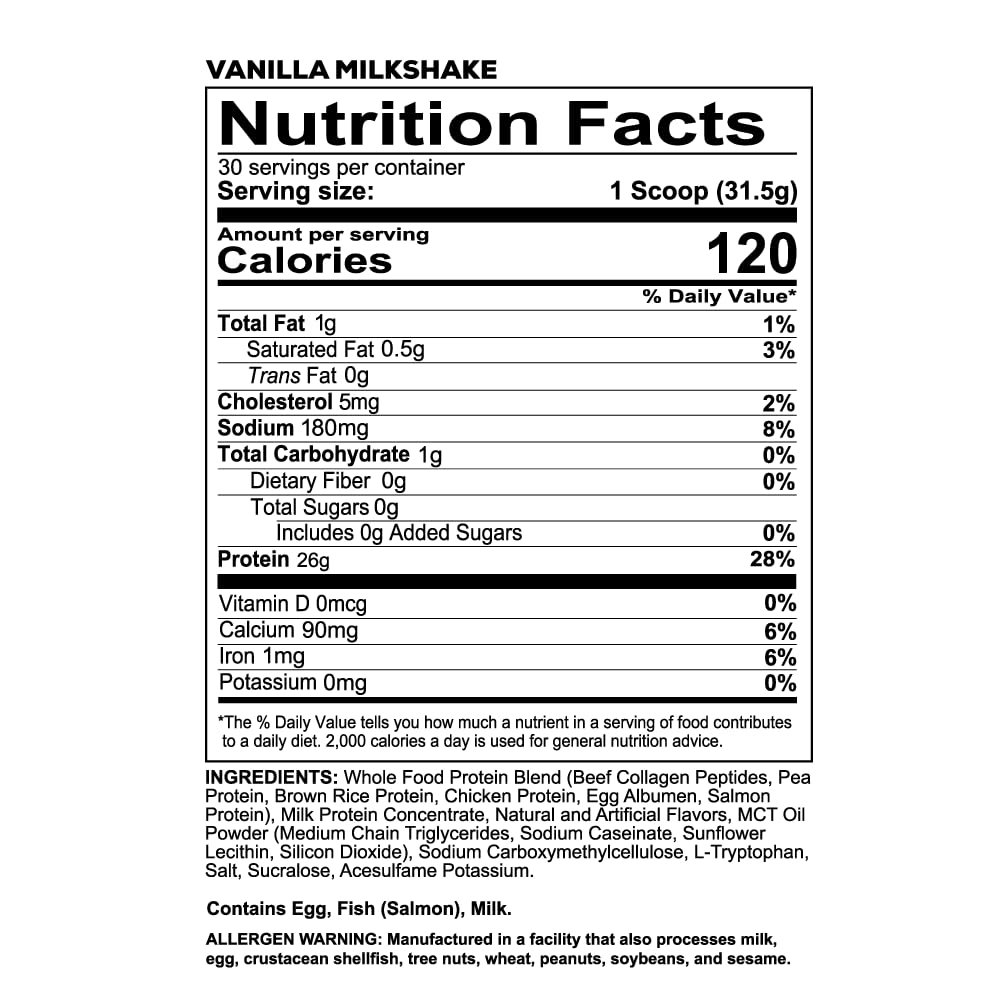 REDCON1 MRE LITE Whole Food Protein Powder, Vanilla Milkshake - Lactose Free & Sugar Free Meal Replacement with Animal Protein Blends - Easy to Digest Formula - Only 1g Carb per Serving (30 Servings) - PrimeBioHealth - canada supplements