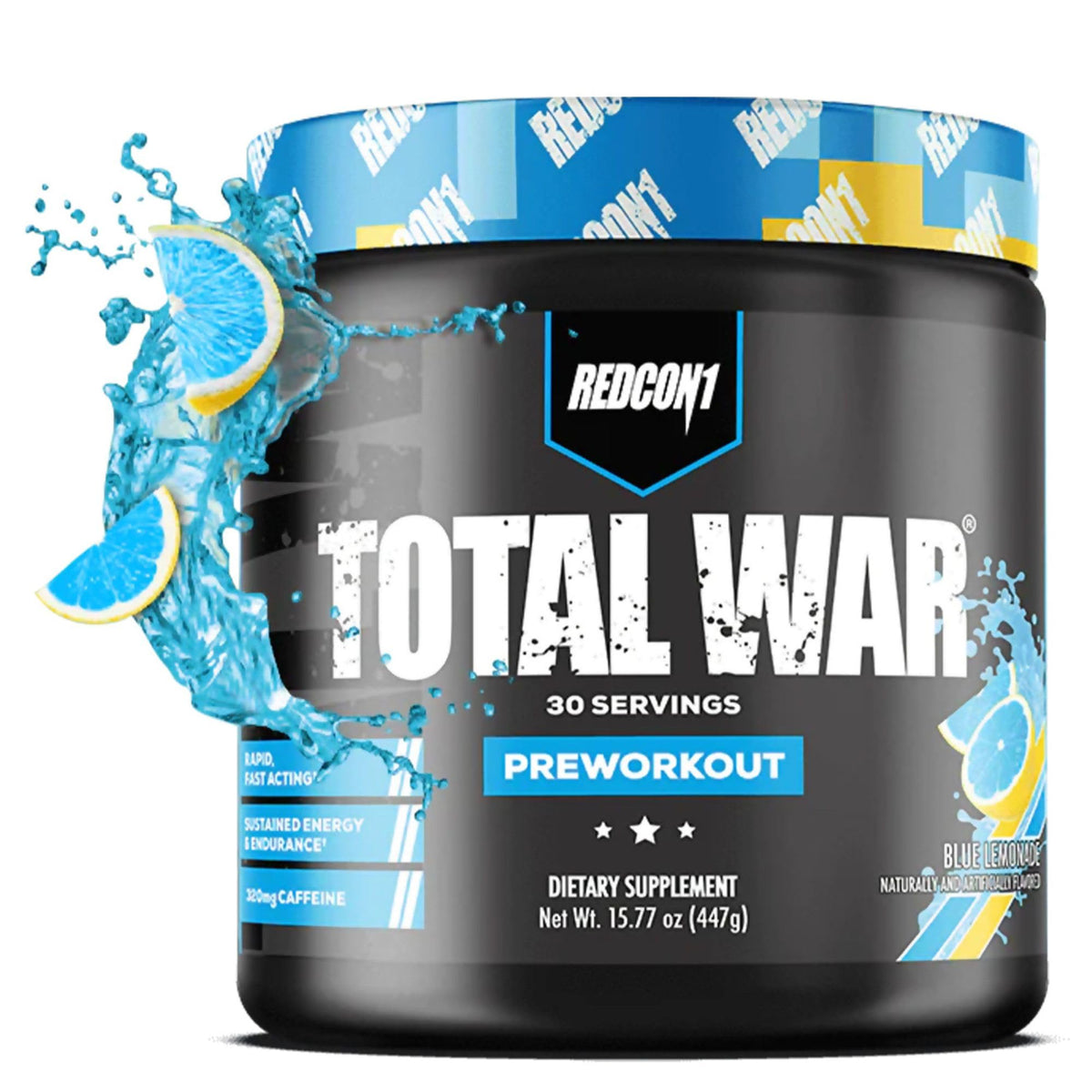 REDCON1 Total War Pre Workout - Beta Alanine + Citrulline Malate Keto Friendly Preworkout for Men & Women with 320mg of Caffeine - Fast Acting -Blue Lemonade (30 Servings) - PrimeBioHealth - canada supplements