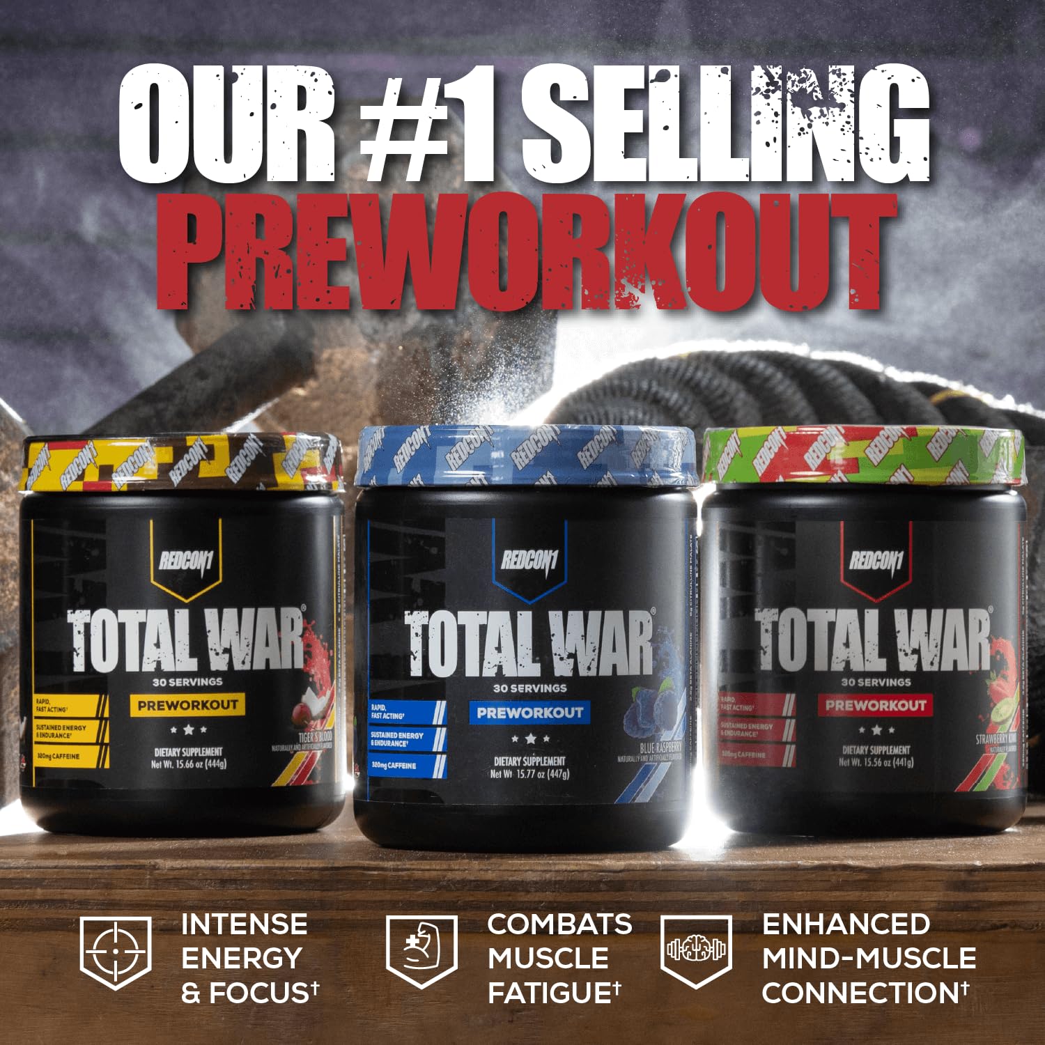 REDCON1 Total War Pre Workout - Beta Alanine + Citrulline Malate Keto Friendly Preworkout for Men & Women with 320mg of Caffeine - Fast Acting -Blue Lemonade (30 Servings) - PrimeBioHealth - canada supplements