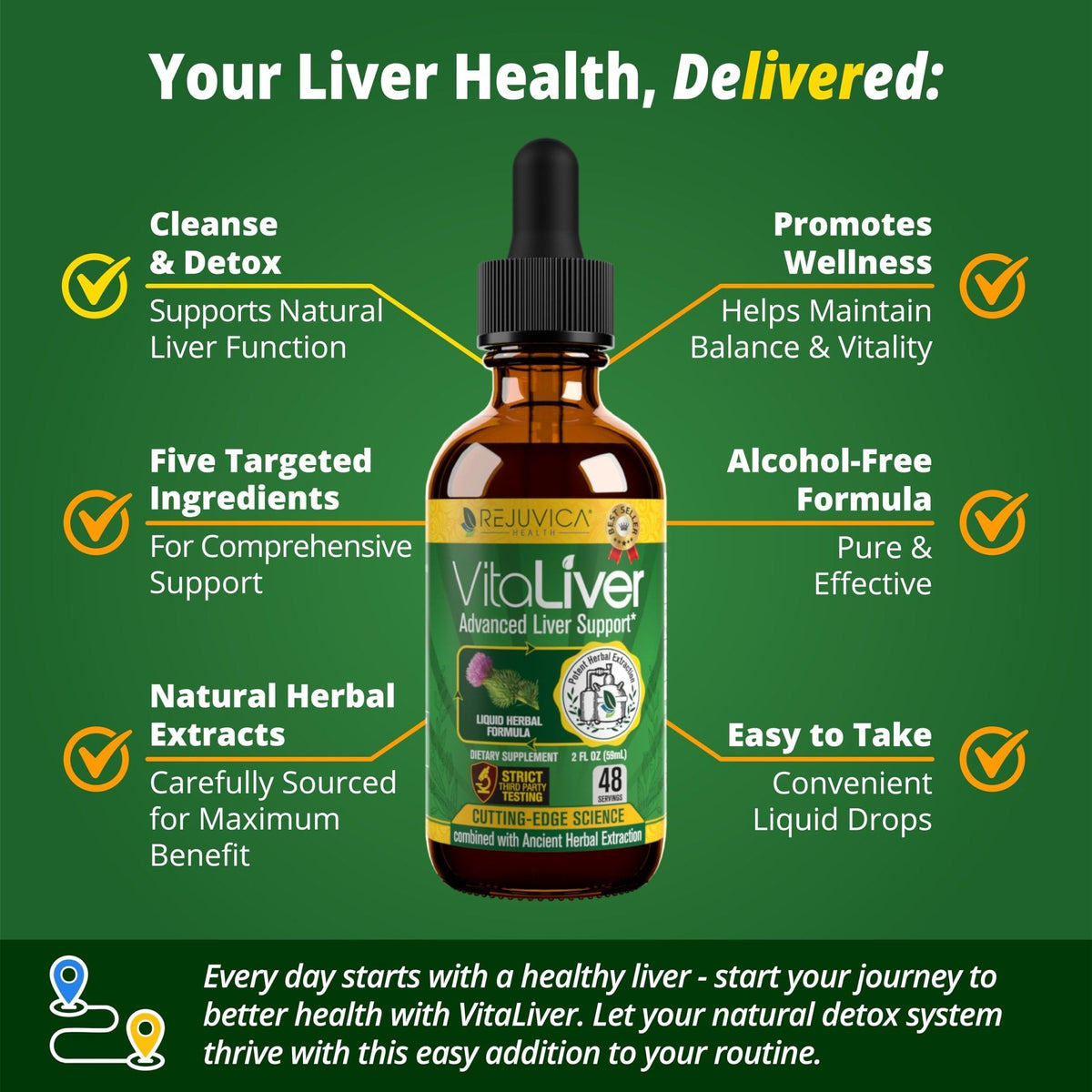 Rejuvica Health VitaLiver | Liver Cleanse & Detox Drops | Milk Thistle, Artichoke, Chanca Piedra & Dandelion Extract | Fatty Liver Support Repair - PrimeBioHealth - canada supplements