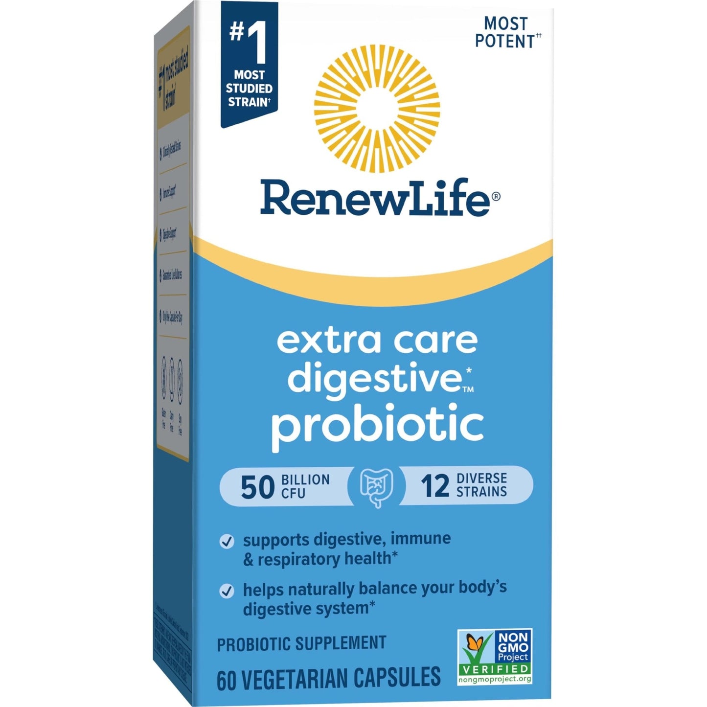 Renew Life Extra Care Digestive Probiotic Capsules, 50 Billion CFU Guaranteed, Daily Supplement Supports Immune, Digestive, Respiratory Health(1), L. Rhamnosus GG - PrimeBioHealth - canada supplements