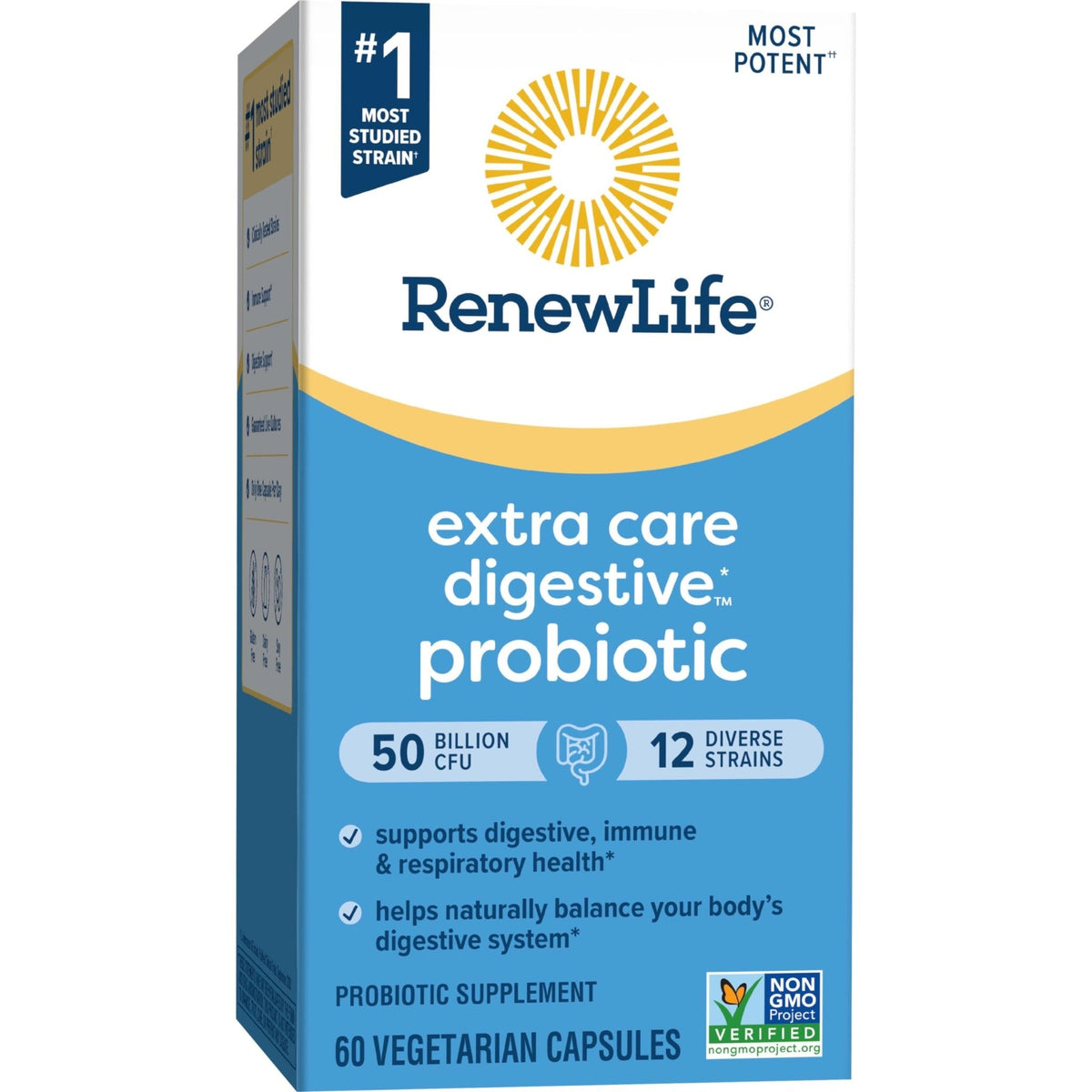 Renew Life Extra Care Digestive Probiotic Capsules, 50 Billion CFU Guaranteed, Daily Supplement Supports Immune, Digestive, Respiratory Health(1), L. Rhamnosus GG - PrimeBioHealth - canada supplements