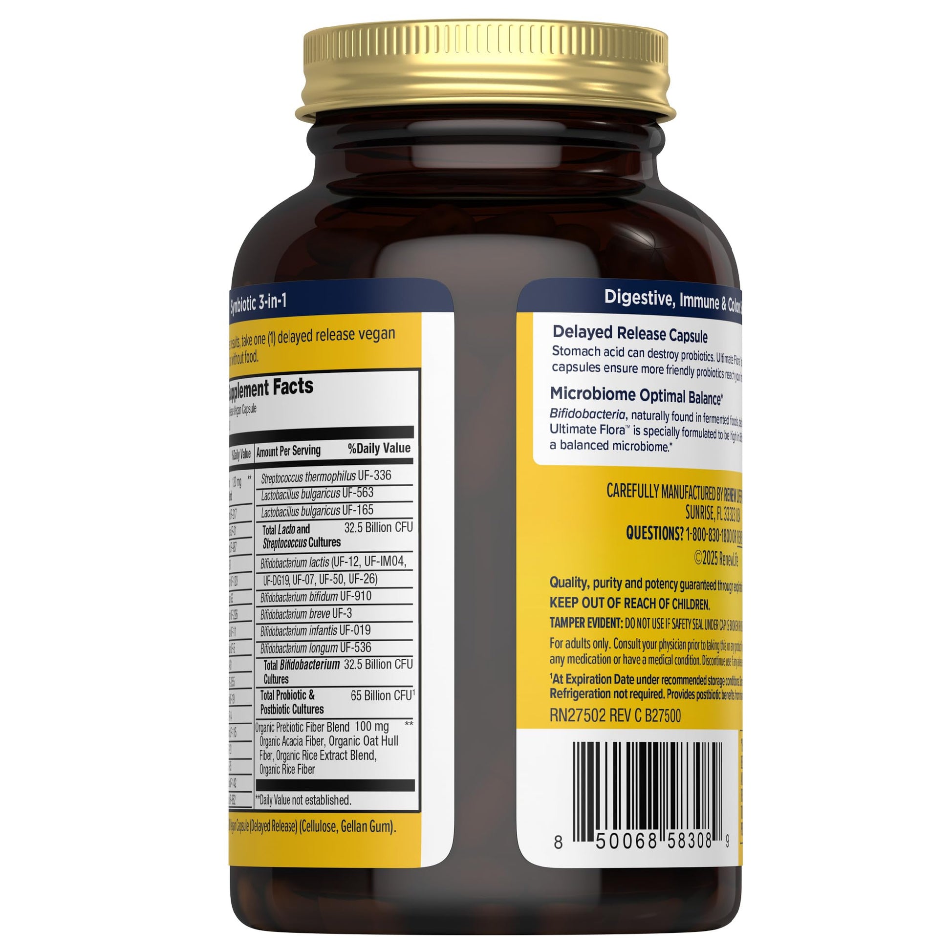 Renew Life Ultimate Flora Probiotics for Men 65 Billion CFU Delayed Release Vegan Capsules | Digestive Health | Immune Health | Dairy Free | 30 Count - PrimeBioHealth - canada supplements