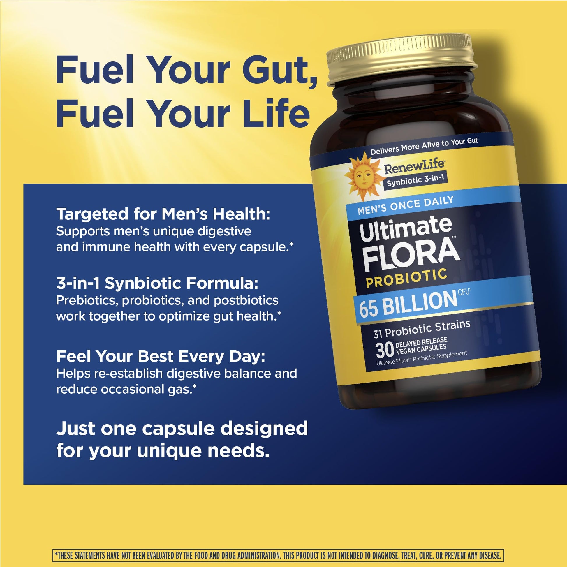 Renew Life Ultimate Flora Probiotics for Men 65 Billion CFU Delayed Release Vegan Capsules | Digestive Health | Immune Health | Dairy Free | 30 Count - PrimeBioHealth - canada supplements