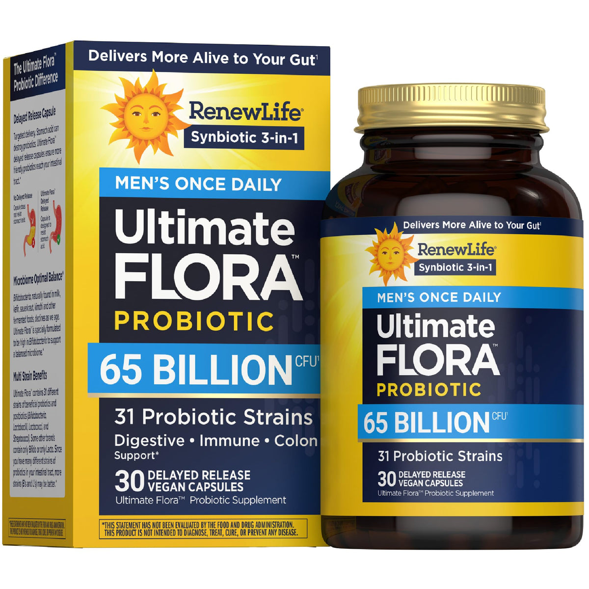 Renew Life Ultimate Flora Probiotics for Men 65 Billion CFU Delayed Release Vegan Capsules | Digestive Health | Immune Health | Dairy Free | 30 Count - PrimeBioHealth - canada supplements
