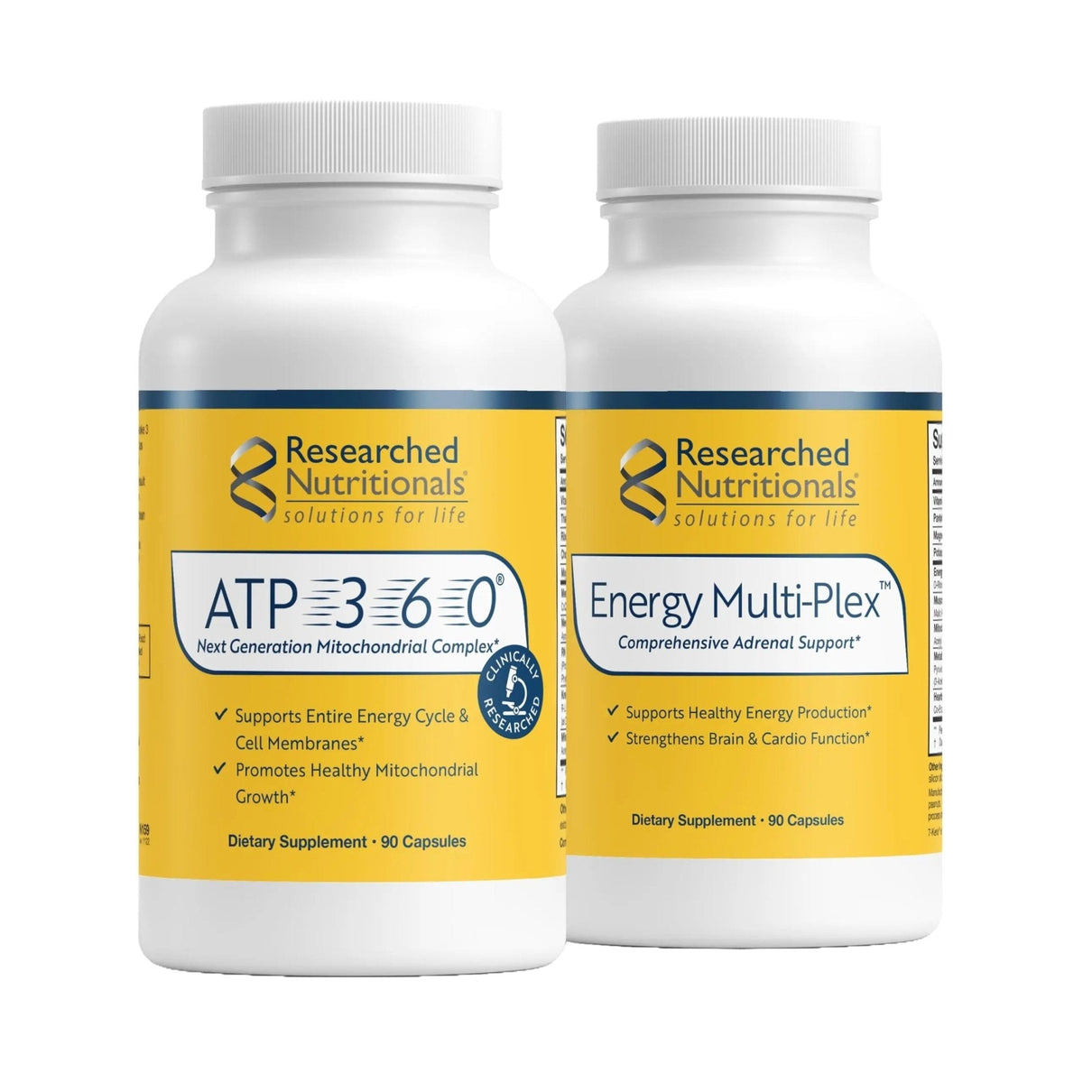 Researched Nutritionals Mens & Womens Vitamins - Optimized Energy Duo - Adrenal Support & Mitochondrial Supplements - PrimeBioHealth - canada supplements