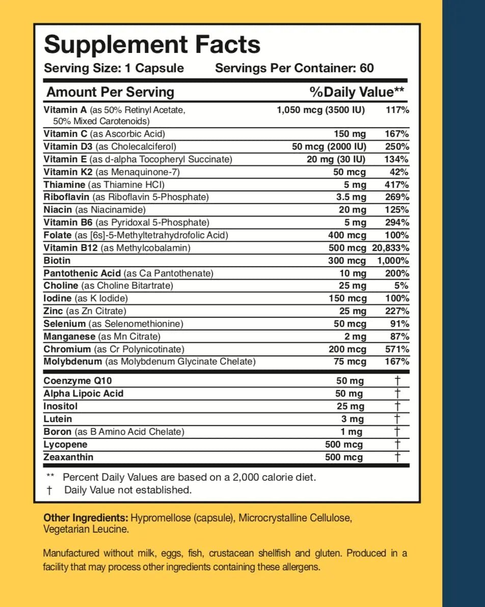 Researched Nutritionals Physician's Daily + D3 Supplement - Daily Multivitamin for Men and Women with Vitamin D3 2000iu - PrimeBioHealth - canada supplements