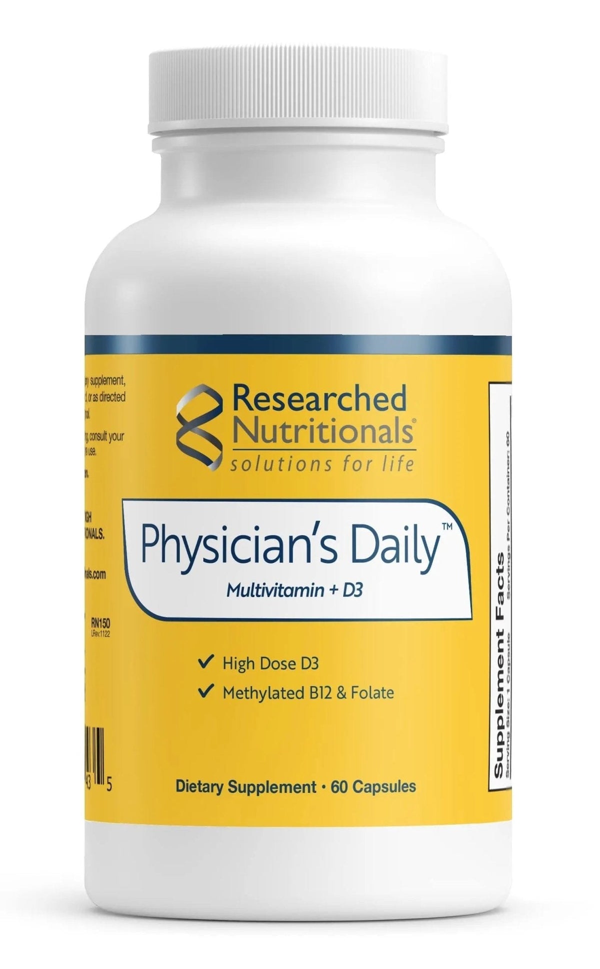 Researched Nutritionals Physician's Daily + D3 Supplement - Daily Multivitamin for Men and Women with Vitamin D3 2000iu - PrimeBioHealth - canada supplements