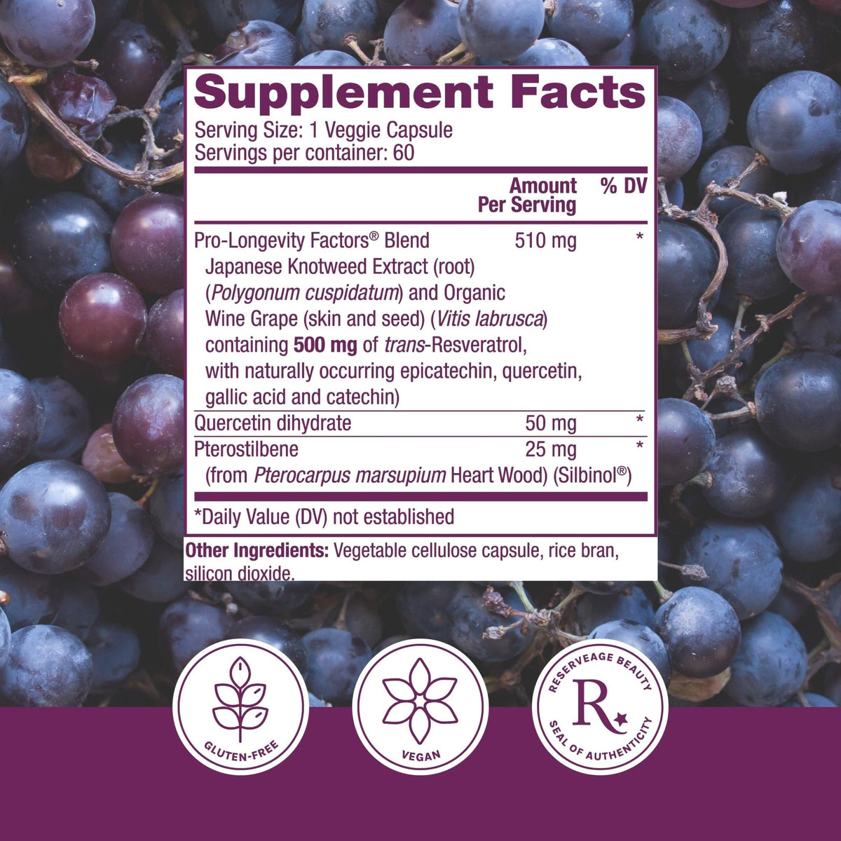Reserveage Beauty, Resveratrol 500 mg with Pterostilbene, Antioxidant Supplement for Immune Support & Heart Health, Supports Healthy Aging - PrimeBioHealth - canada supplements