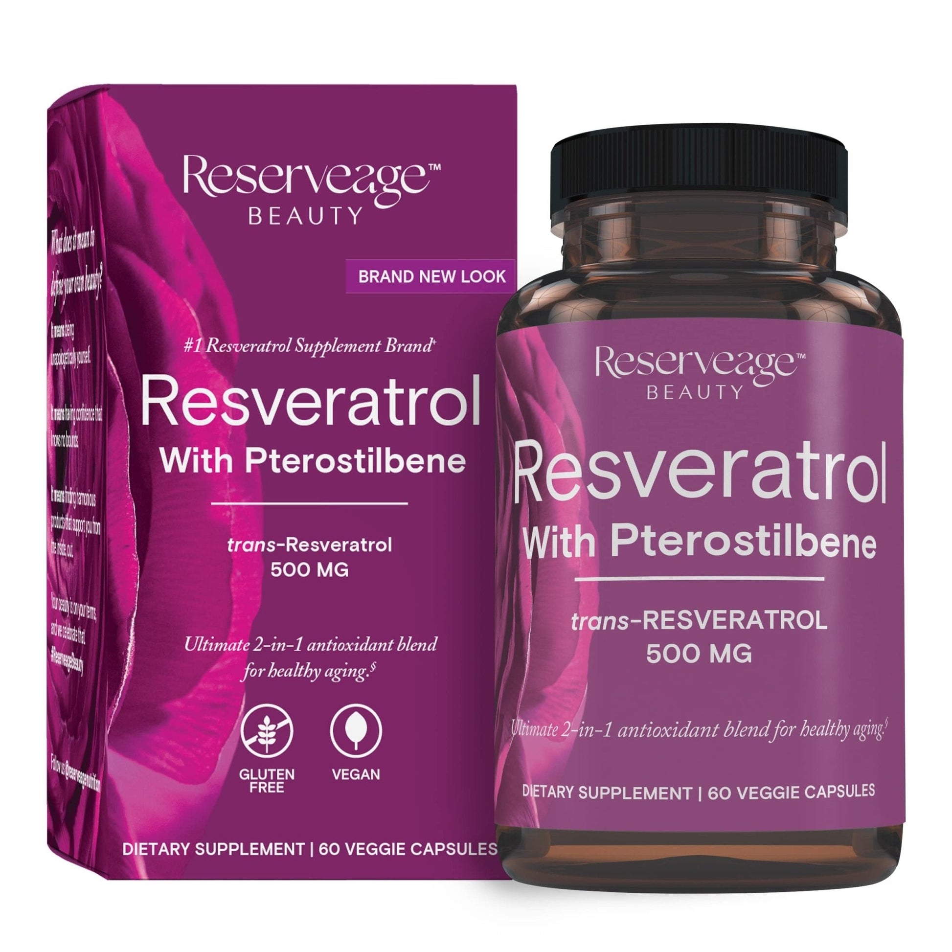Reserveage Beauty, Resveratrol 500 mg with Pterostilbene, Antioxidant Supplement for Immune Support & Heart Health, Supports Healthy Aging - PrimeBioHealth - canada supplements
