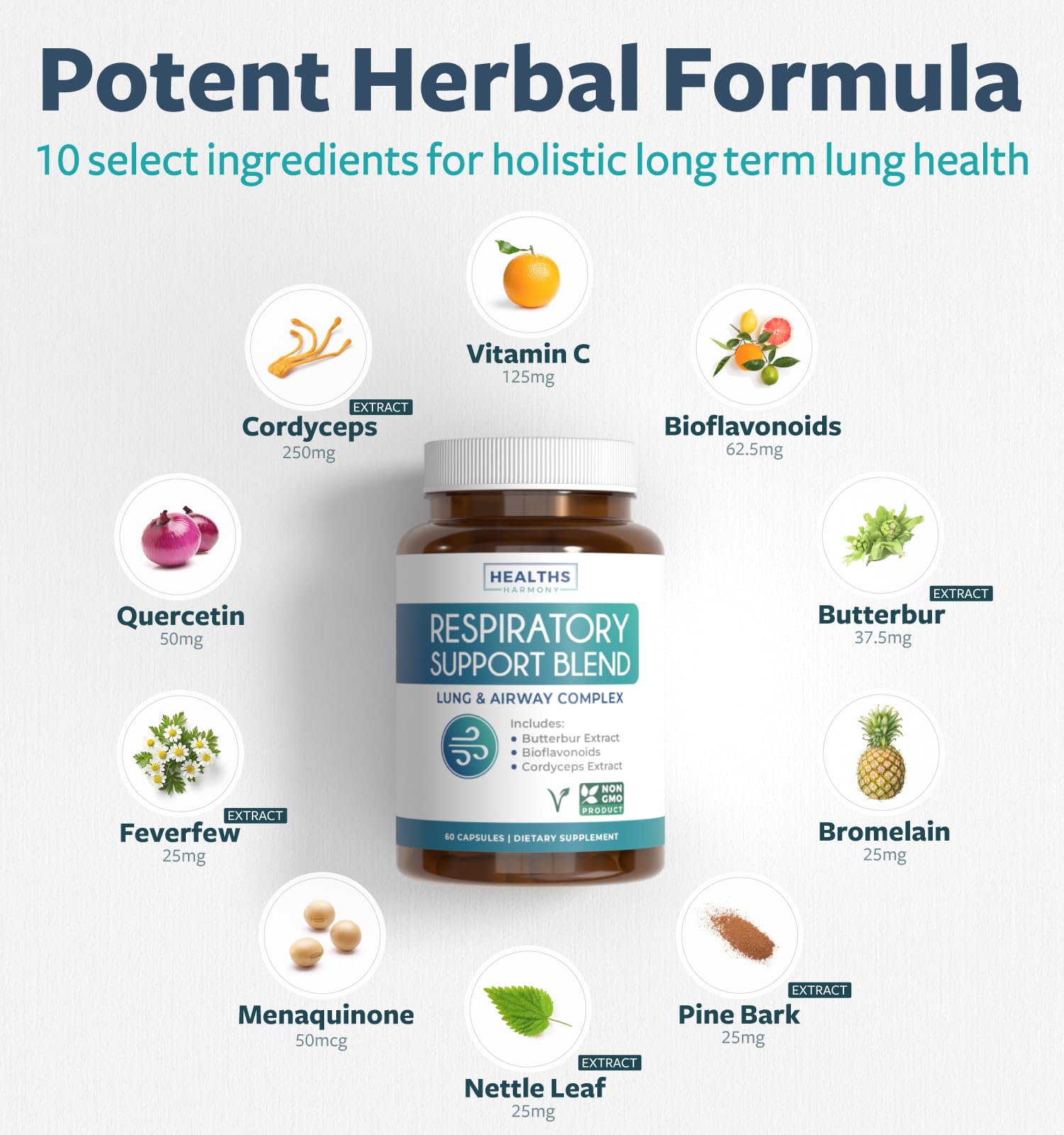 Respiratory Lung Health Supplement - Invigorating Lung Support Supplement Helps Support Clear Airways Mucus Removal and Seasonal or Year Round Detox - Vegan Herbal Non-GMO Formula (2 Months Supply) - PrimeBioHealth - canada supplements