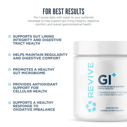 Revive MD Digestive Health Supplement, GI Plus (30 Servings) - Supports Gut Health for Women & Men - Promotes Regularity & Bowel Function - PrimeBioHealth - canada supplements
