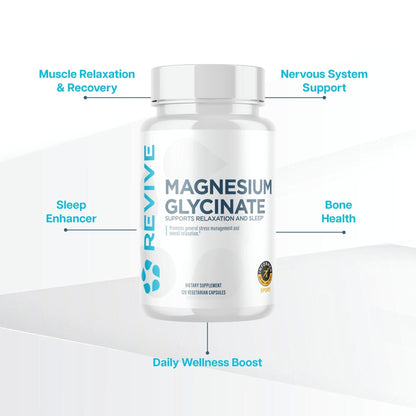 Revive MD Pure Magnesium Glycinate 200mg – High Absorption Supplement for Relaxation, Stress Relief, Sleep & Memory Support – Promotes Strong Bones - PrimeBioHealth - canada supplements