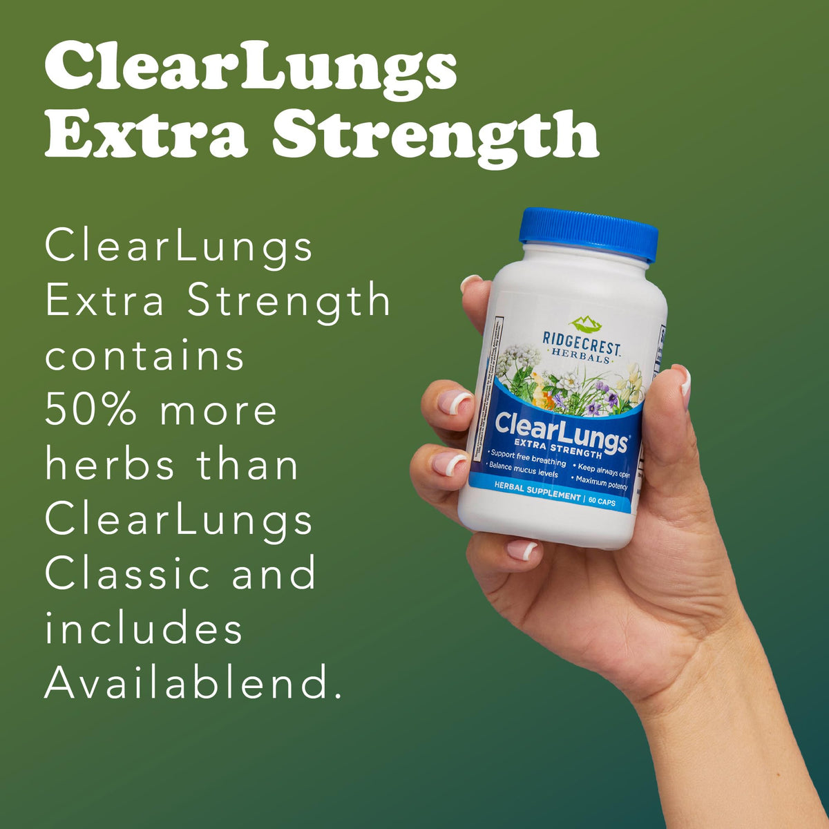 RidgeCrest Herbals ClearLungs Extra Strength, Daily Health Supplement, Natural Lung and Nasal Wellness Formula - PrimeBioHealth - canada supplements