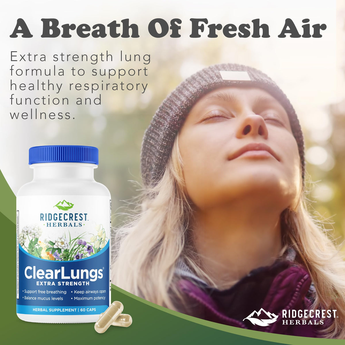 RidgeCrest Herbals ClearLungs Extra Strength, Daily Health Supplement, Natural Lung and Nasal Wellness Formula - PrimeBioHealth - canada supplements