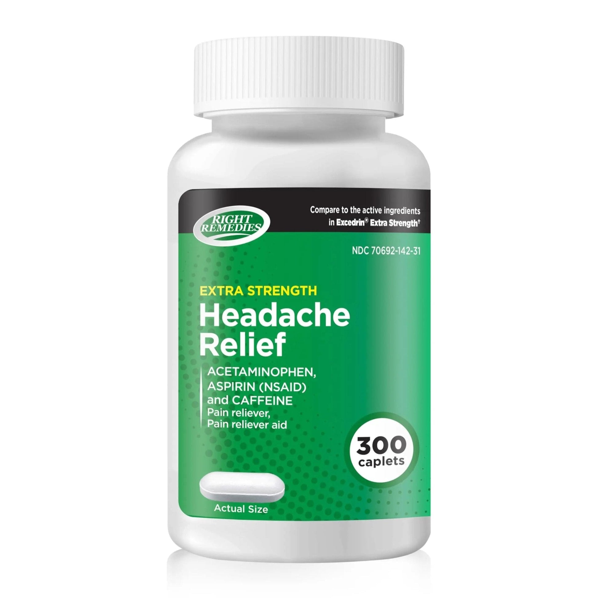 RIGHT REMEDIES Extra Strength Headache Relief with Acetaminophen, Aspirin (NSAID) & Caffeine, (300 caplets), Back & Body Pain Relief, Compare to The Active Ingredients in Excedrin® Extra Strength - PrimeBioHealth - canada supplements