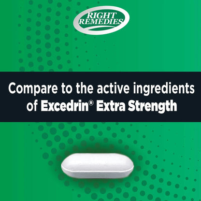 RIGHT REMEDIES Extra Strength Headache Relief with Acetaminophen, Aspirin (NSAID) & Caffeine, (300 caplets), Back & Body Pain Relief, Compare to The Active Ingredients in Excedrin® Extra Strength - PrimeBioHealth - canada supplements