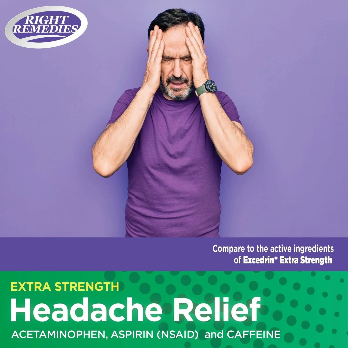 RIGHT REMEDIES Extra Strength Headache Relief with Acetaminophen, Aspirin (NSAID) & Caffeine, (300 caplets), Back & Body Pain Relief, Compare to The Active Ingredients in Excedrin® Extra Strength - PrimeBioHealth - canada supplements