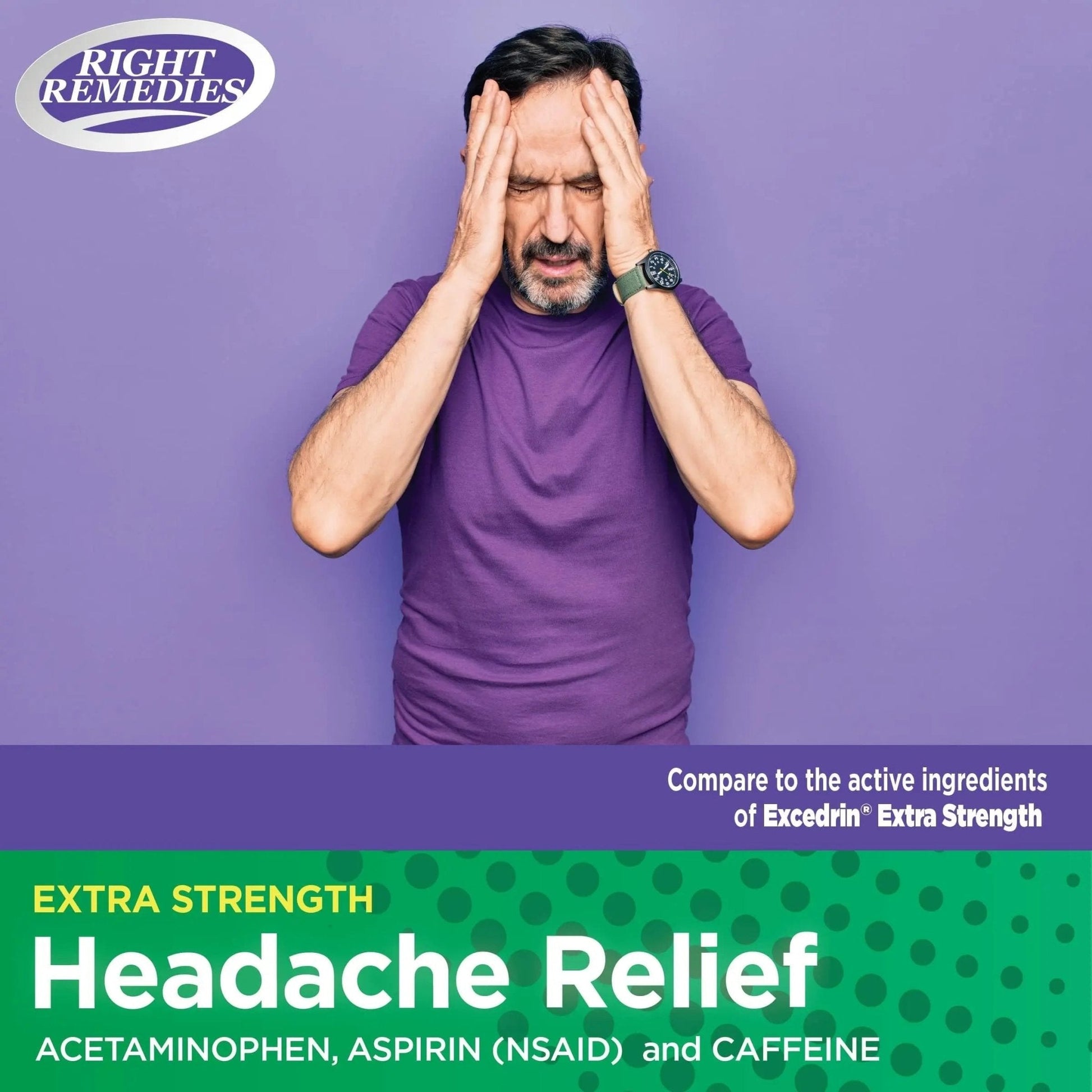 RIGHT REMEDIES Extra Strength Headache Relief with Acetaminophen, Aspirin (NSAID) & Caffeine, (300 caplets), Back & Body Pain Relief, Compare to The Active Ingredients in Excedrin® Extra Strength - PrimeBioHealth - canada supplements