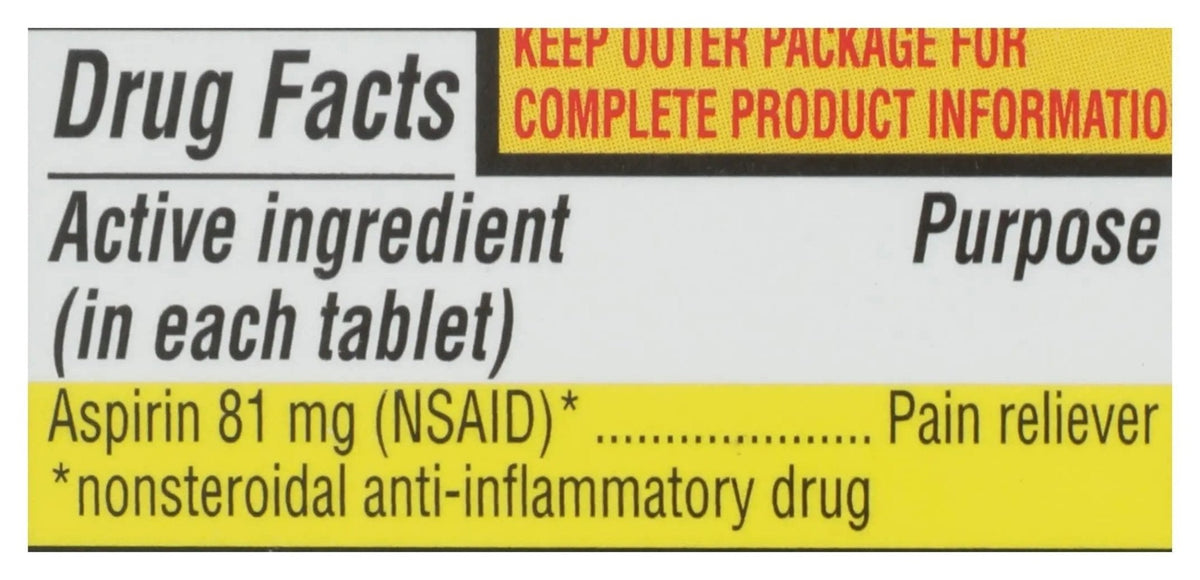 Rite Aid Aspirin Enteric Tablets, 81 mg Aspirin - 120 ct, Low Dose Aspirin | NSAID | Migraine Relief Products | Safety Coated | Enteric Coated Aspirin Regime (Package May Vary) - PrimeBioHealth - canada supplements