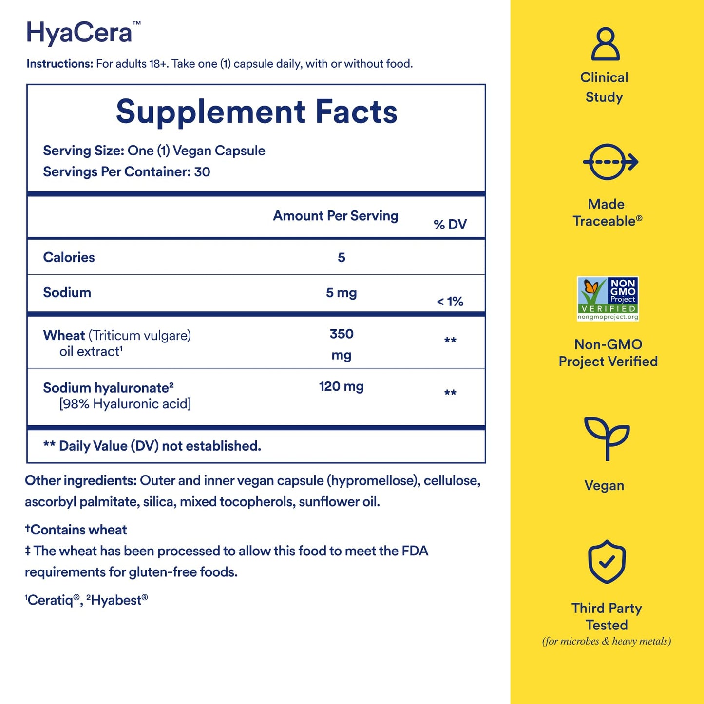 Ritual Hyaluronic Acid Skin Supplement - With Hyabest® and Ceratiq® - HyaCera Clinically Proven to Reduce Wrinkles, Fine Lines & Improve Skin Smoothness - PrimeBioHealth - canada supplements