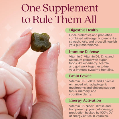 Rizz Low Sugar Green Gummies - 60+ Superfoods 6g Fiber - Prebiotic and Probiotic Gummies - Vegan Multivitamins for Women & Men - Gluten Free - Mushroom, - PrimeBioHealth - canada supplements