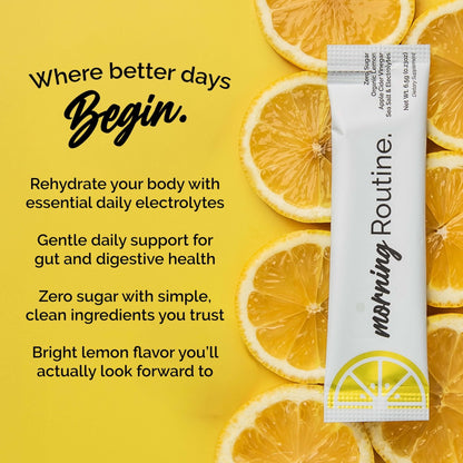 ROUTINE Morning Daily Hydration | Electrolyte Powder Packets | Lemon, Apple Cider Vinegar & Sea Salt Drink Mix | Sugar-Free, Keto & Paleo-Friendly | 3rd-Party - PrimeBioHealth - canada supplements