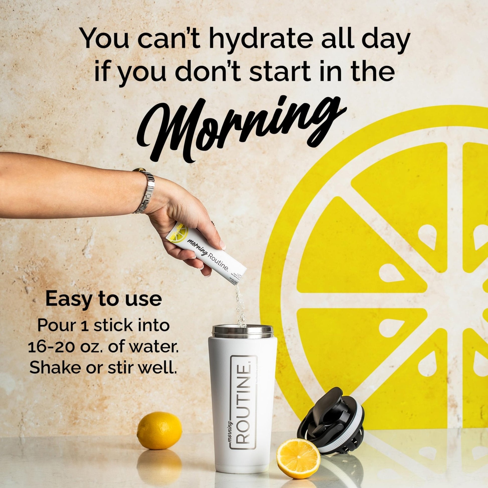 ROUTINE Morning Daily Hydration | Electrolyte Powder Packets | Lemon, Apple Cider Vinegar & Sea Salt Drink Mix | Sugar-Free, Keto & Paleo-Friendly | 3rd-Party - PrimeBioHealth - canada supplements