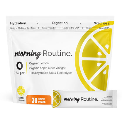 ROUTINE Morning Daily Hydration | Electrolyte Powder Packets | Lemon, Apple Cider Vinegar & Sea Salt Drink Mix | Sugar-Free, Keto & Paleo-Friendly | 3rd-Party - PrimeBioHealth - canada supplements