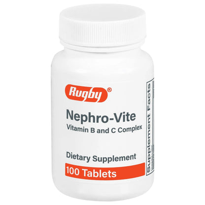 Rugby Nephro-Vite Vitamin B and C Complex Tablets - Dietary Supplement - 100 Count (1 Pack) - PrimeBioHealth - canada supplements