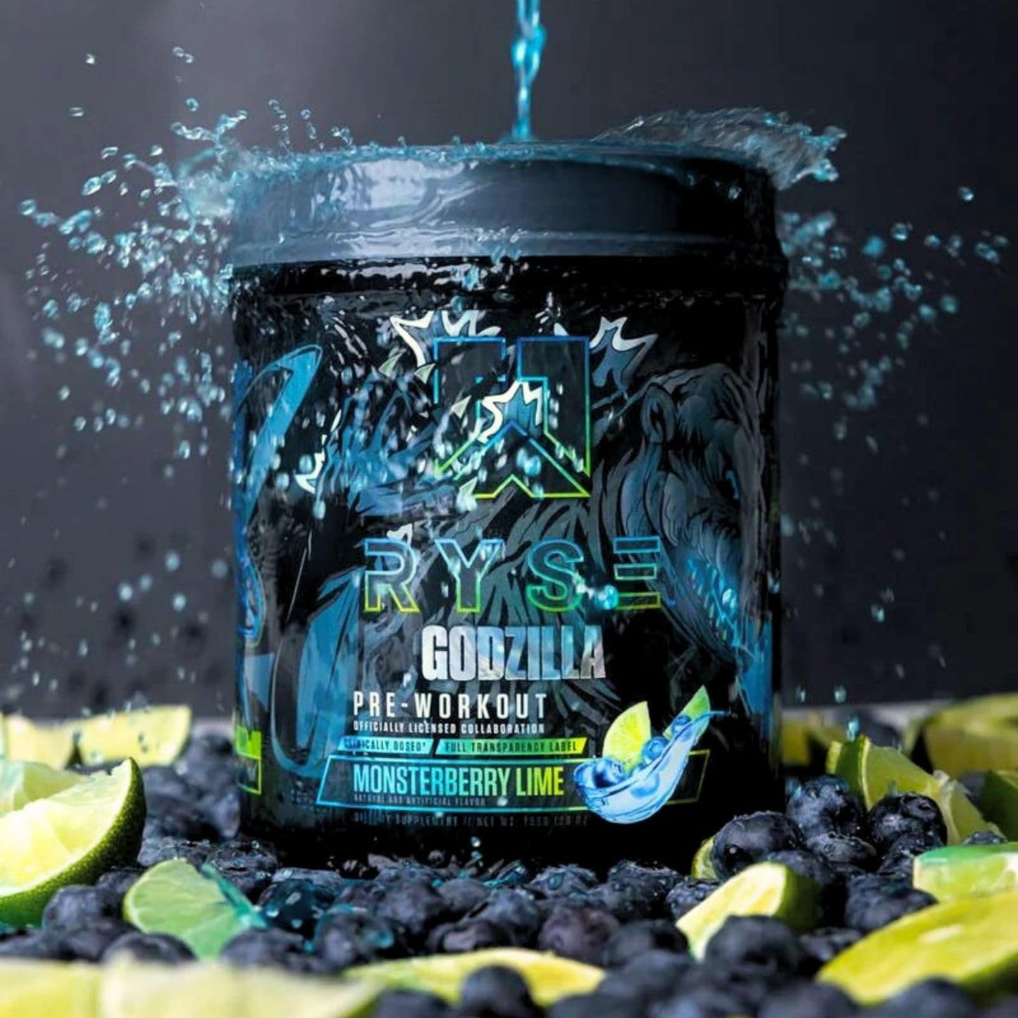 RYSE Godzilla X Noel Deyzel Pre Workout Powder - Monsterberry Lime - 400mg Caffeine, High Stim Pre-Workout for Men & Women with Citrulline & Beta Alanine - Energy, Pump & Focus - 20/40 Servings - PrimeBioHealth - canada supplements